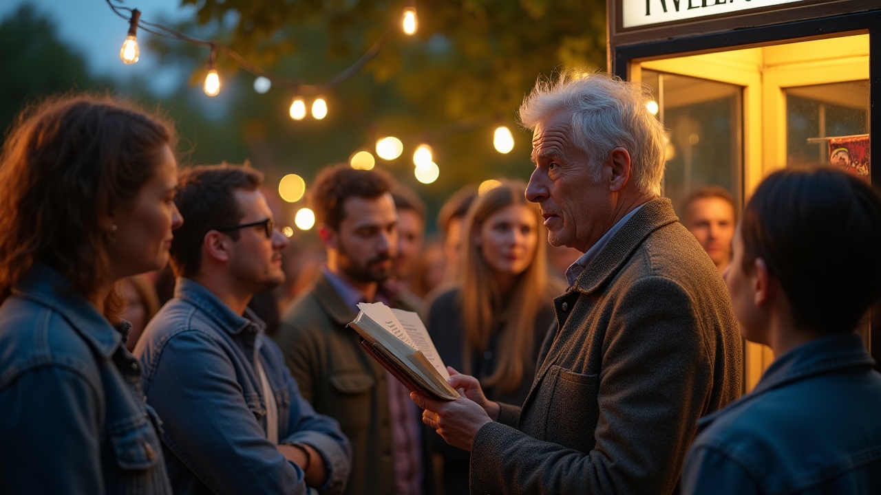 Community gathering around Brimlestone for a special evening event