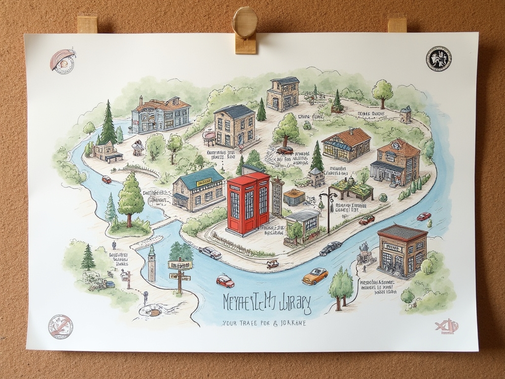 Artistic hand-drawn map of the neighborhood surrounding Brimlestone