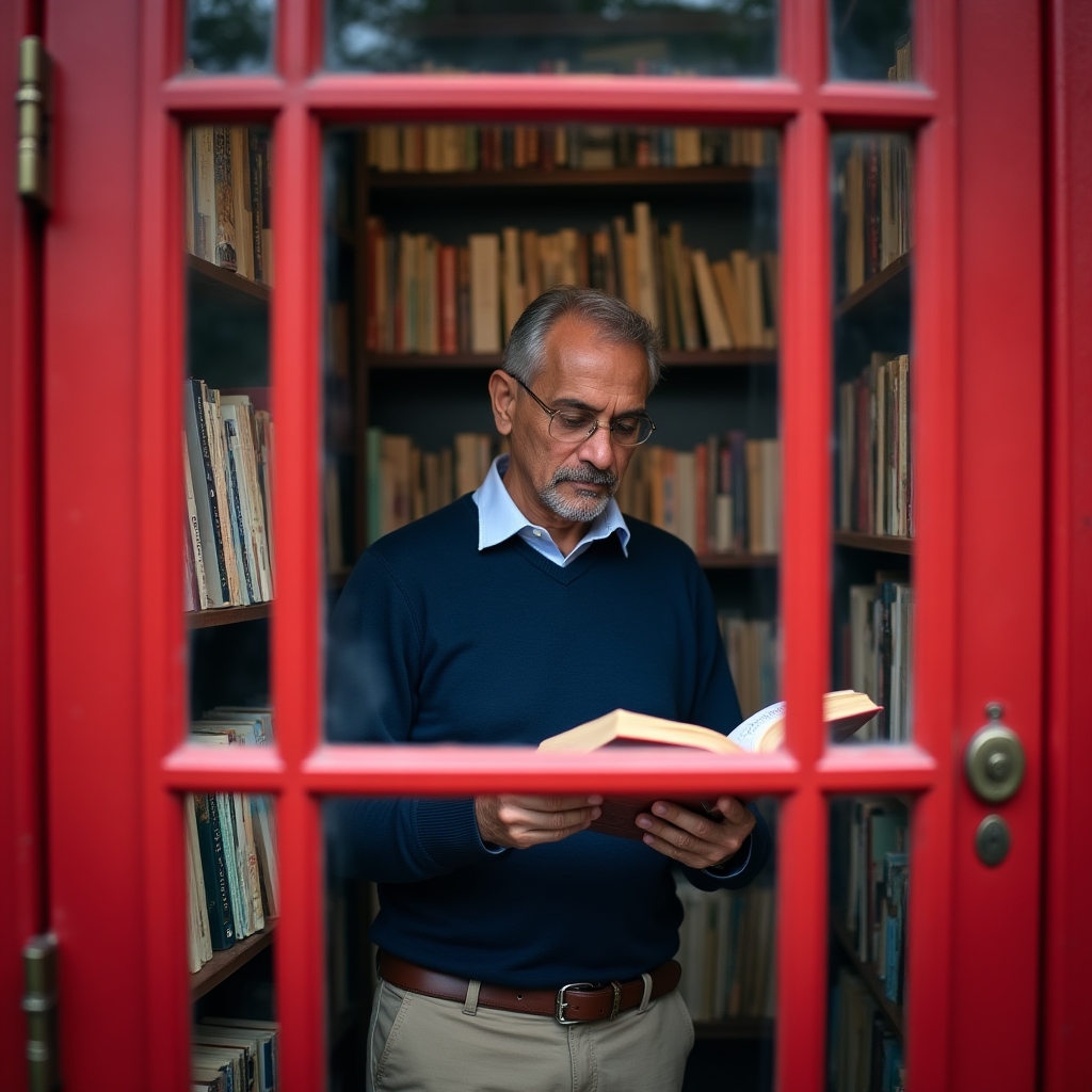A visitor browsing books inside Brimlestone